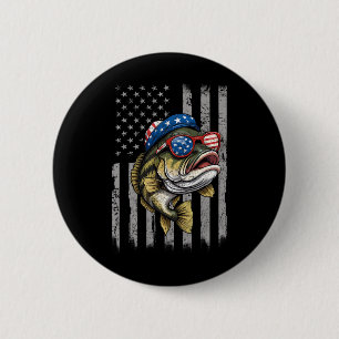 B Vis 4 juli Amerikaanse vlag Patriottische vis Ronde Button 5,7 Cm