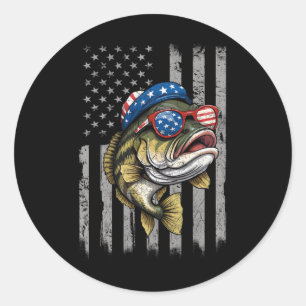 B Vis 4 juli Amerikaanse vlag Patriottische vis Ronde Sticker