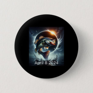 B Vis Zonsverduistering 8 april 2024 Ronde Button 5,7 Cm