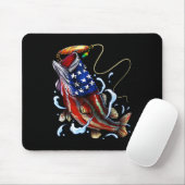B Vissen Vis Amerikaanse Vlag Vader Vierde Juli Muismat (Met muis)