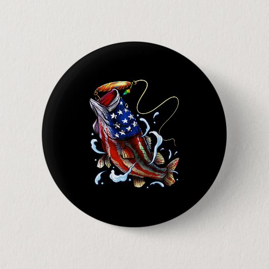 B Vissen Vis Amerikaanse Vlag Vader Vierde Juli Ronde Button 5,7 Cm (Voorkant)