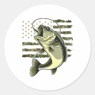 B Visvangst USA Amerikaanse Vlag Camouflage Visser Ronde Sticker