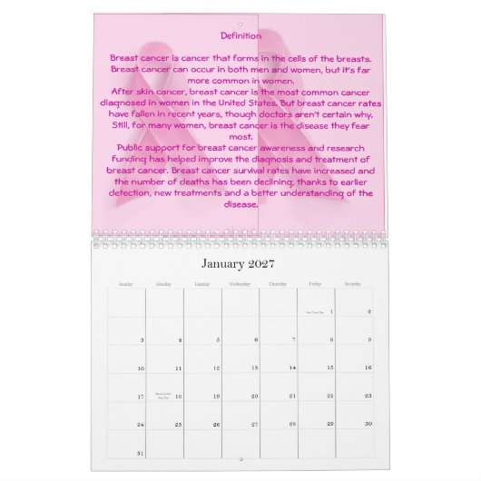 b...voor altijd...bewust...symptomen van borstkank kalender (Jan 2027)