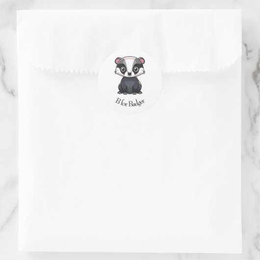 B voor Badger Ronde Sticker (Tas)