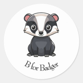 B voor Badger Ronde Sticker