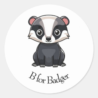 B voor Badger Ronde Sticker