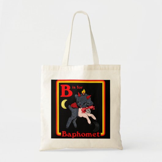 B voor Baphomet Satanic Cute Devil Retro SA Tote Bag (Voorkant)