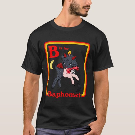 B voor Baphomet Satanic Schattige Devil Retro SA T-shirt (Voorkant)