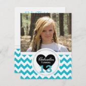 B&W 13th Birthday Chevron Print: partijuitnodiging Kaart (Voorkant / Achterkant)