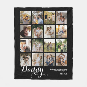 B & W 16 foto collage papa foto's aandenken Fleece Deken