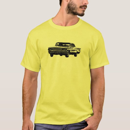 B&W 1960 Pontiac front uitzicht T-shirt (Voorkant)
