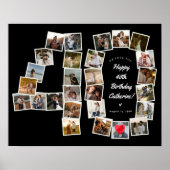 B & W 40e verjaardag 40 jaar foto collage poster (Voorkant)