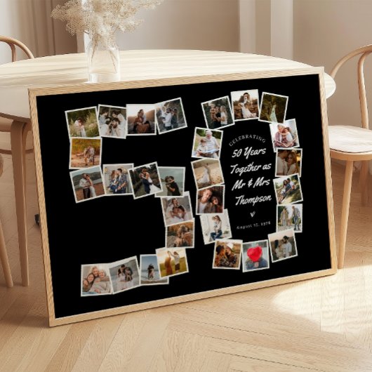 B & W 50e verjaardag 50 jaar fotocollage Poster