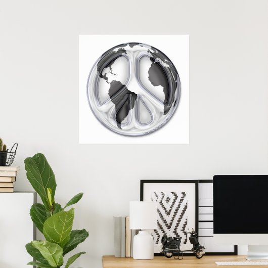 B&W Aardvredesteken Poster (Thuiskantoor)