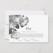 B&W Antiek  Romantische Floral Wedding RSVP Kaartje (Voorkant)
