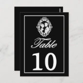 B & W Antiek  Silhouetted bruid & bruidegom tafel Briefkaart (Voorkant / Achterkant)