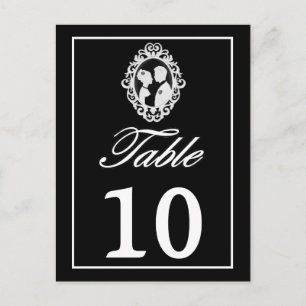 B & W Antiek  Silhouetted bruid & bruidegom tafel Briefkaart