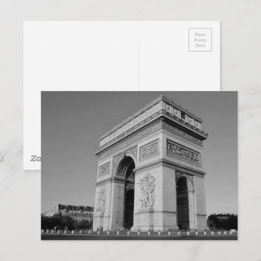 B&W Arc de Triomphe 3 Briefkaart (Voorkant / Achterkant)