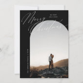 B&W Arch Fotoscript Typografie Eenvoudige Kerst Feestdagenkaart (Voorkant)