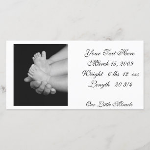 B&W Babys Voeten Fotokaart Aankondiging