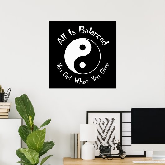 B & W Balance Yin Yang Poster (Thuiskantoor)