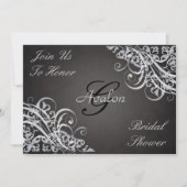 B&W Baroque Swirls Bridal Shower Invitation Kaart (Voorkant)
