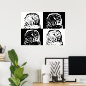 B/W Barred Owl Pop Art Poster (Thuiskantoor)