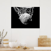 B&W Basketbal Bal & Net Print Poster (Keuken)