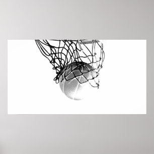 B&W Basketball Print Poster