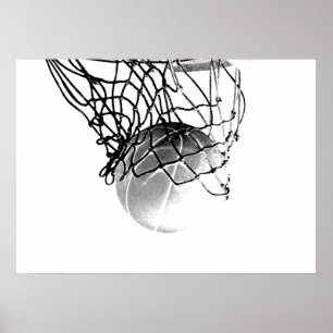 B&W Basketball Print Poster