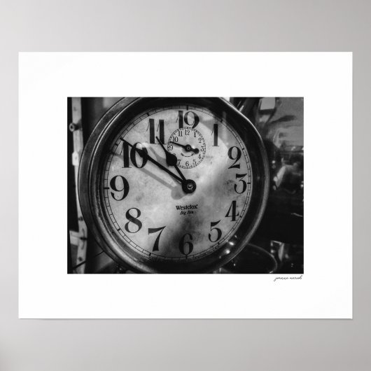 B&W Big Ben Vintage Klok Poster Print (Voorkant)