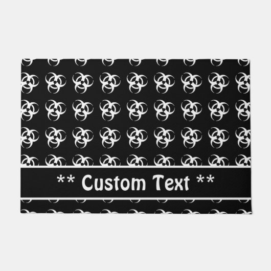 B&W Biohazard Symbol Deurmat w Custom Text (Voorkant)
