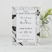 B & W Bloemen Verander de trouwdatum Kaart (Staand voorkant)