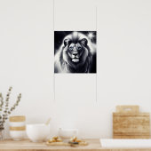 B&W Blue Eyed Lion Poster (Keuken)
