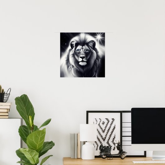 B&W Blue Eyed Lion Poster (Thuiskantoor)