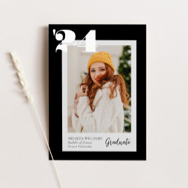 B&W Bold Modern Class of 2024 4 Foto's Afstuderen Kaart