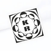 B/W Bold Monogram Geometric Vertical Initials Vierkante Sticker