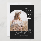 B&W Boog Modern Minimalistisch Foto Afstudeerfeest Kaart (Voorkant)