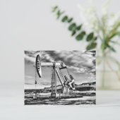 B/W Briefkaart van de boorputpeereenheid voor olie (Staand voorkant)