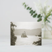 B&W Briefkaart van de vuurtoren Hudson-Athene, NY (Staand voorkant)