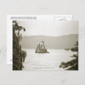 B&W Briefkaart van de vuurtoren Hudson-Athene, NY (Voorkant / Achterkant)