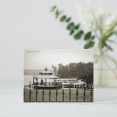 B&W Briefkaart Waterfront Park, Hudson, New York (Staand voorkant)