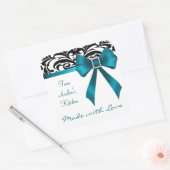 B&W Brocade Blauwgroen Bow Baking Stickers (Envelop)