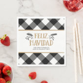 B&W Buffalo Check Brown Kraft Feliz Navidad Servet (Insitu)