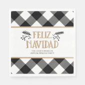 B&W Buffalo Check Brown Kraft Feliz Navidad Servet (Voorkant)