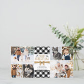 B&W Buffalo Check Gold Brown MERRY CHRISTMAS Feestdagenkaart (Staand voorkant)