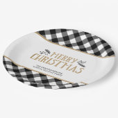 B&W Buffalo Check MERRY CHRISTMAS Personalized Papieren Bordje (Gekanteld)