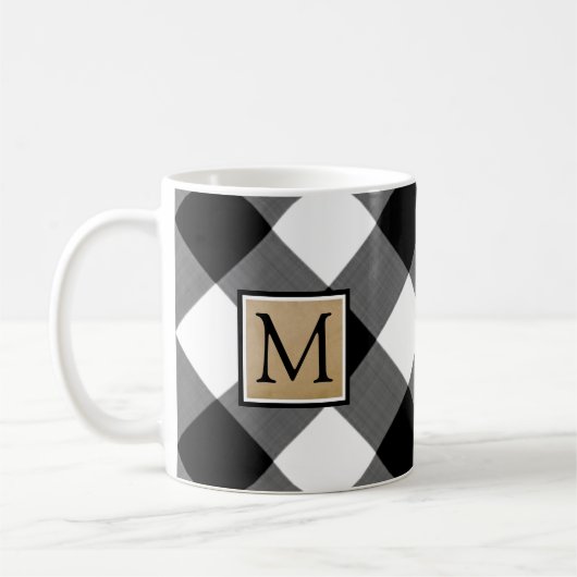 B&W Buffalo Check Monogram Koffiemok (Links)
