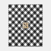 B&W Buffalo Check Monogram (naam optioneel) Fleece Deken (Voorkant)