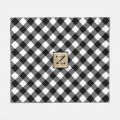 B&W Buffalo Check Monogram (naam optioneel) Fleece Deken (Voorkant (Horizontaal))